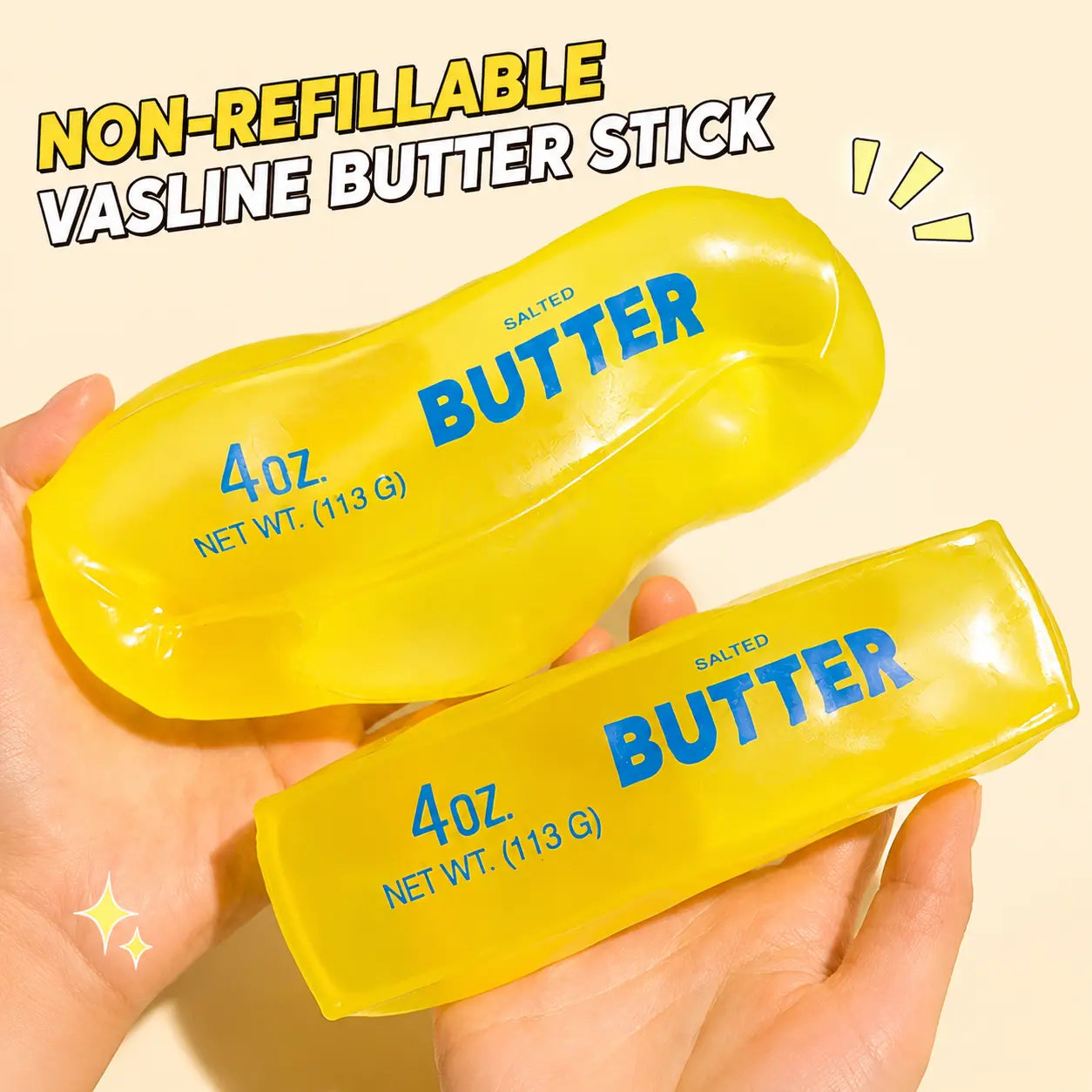 Large Petroleum Jelly-Filled Butter Stick Squishies - Ultra-Soft Moldable Stress Relief Toy, Office Decor, Adult Party Gift