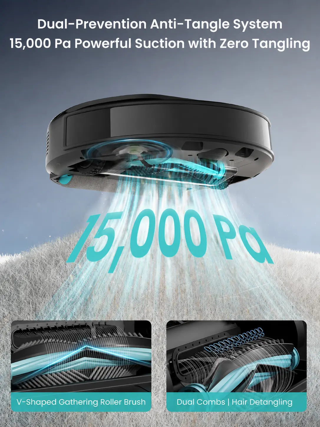 Lefant M5 Robot Vacuum and Mop with Self-Washing Roller Mop, 15,000Pa Suction, Self-Empty Dock, Lidar Navigation, 190° PSD Obstacle Avoidance, App Control, Ideal for Pet Hair & Hard Floors, Home Cleaning Tool, Cordless Vacuum Cleaner, Auto Emptying