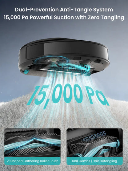 Lefant M5 Robot Vacuum and Mop with Self-Washing Roller Mop, 15,000Pa Suction, Self-Empty Dock, Lidar Navigation, 190° PSD Obstacle Avoidance, App Control, Ideal for Pet Hair & Hard Floors, Home Cleaning Tool, Cordless Vacuum Cleaner, Auto Emptying