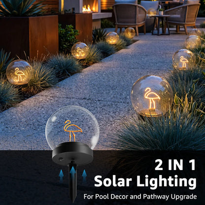 Solar-Powered Floating Ball Lanterns with Stick, 2-Pack, Automatic Night Illumination, IP66 Water Resistant, 10H Runtime, Warm White Light, Batteries Included, Decking & Patio Lighting to Boost Cozy Ambience for Pathway, Pond, Backyard & Swimming Pool
