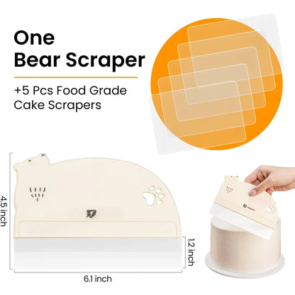 1 Count Cake Smoother Scraper, Cake Decorating Supplies, -Grade Transparent Flexible PE Plastic Cake Scraper? - Designed for Bread and Cake Decoration (4 Pcs Scrapers Included, Non-Installable)