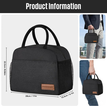 Lunch Bag for Women/Men - Black Lunch Box - Perfect for Daily Use