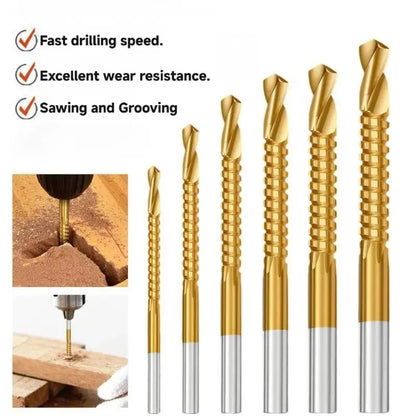 Titanium-Plated High-Speed Steel 6Counts Metalworking Set for Drilling Screwing Boring Carving Cutting Polishing Durable Tools Plunge