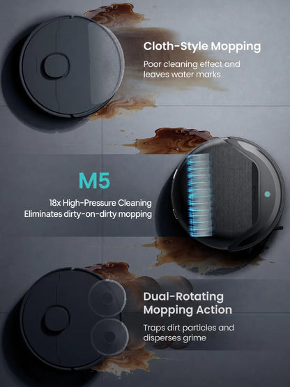 Lefant M5 Robot Vacuum and Mop with Self-Washing Roller Mop, 15,000Pa Suction, Self-Empty Dock, Lidar Navigation, 190° PSD Obstacle Avoidance, App Control, Ideal for Pet Hair & Hard Floors, Home Cleaning Tool, Cordless Vacuum Cleaner, Auto Emptying