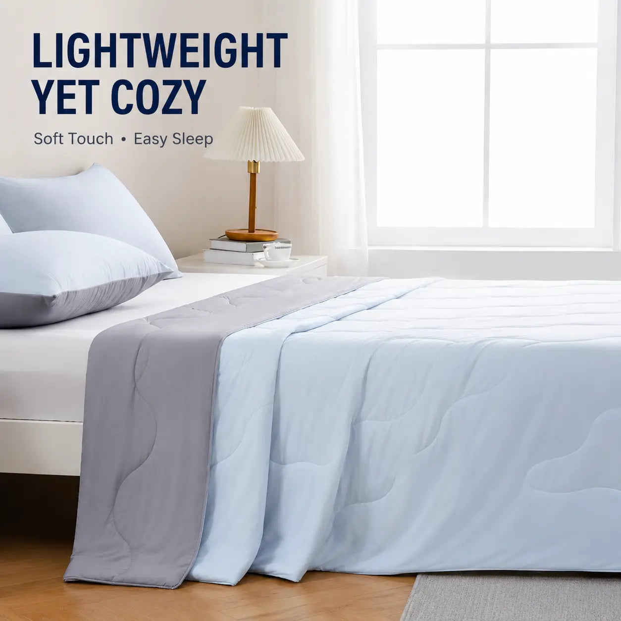 CANSUNCH Cooling Comforter - Nylon Fabric Cooling Blanket for Hot Sleepers, Double-Sided Cooling, Breathable, Lightweight Soft All-Season Bedding, Machine Washable