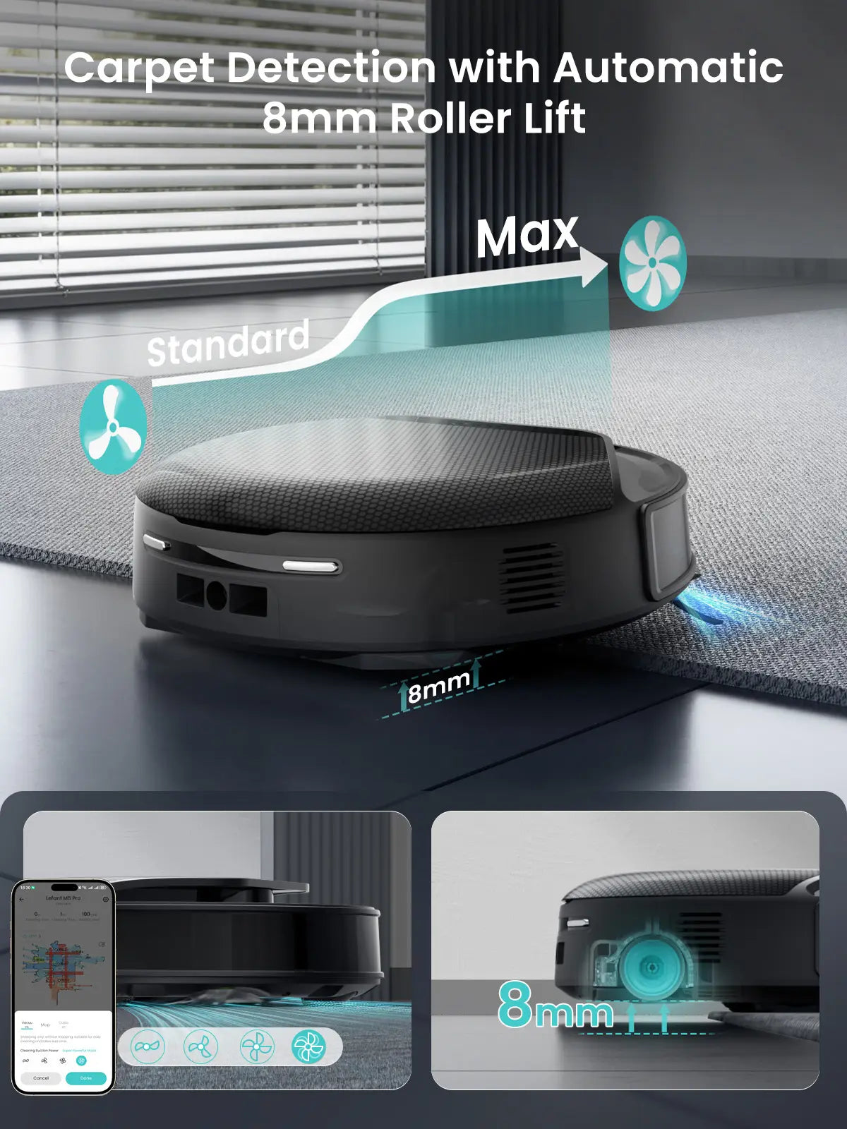 Lefant M5 Robot Vacuum and Mop with Self-Washing Roller Mop, 15,000Pa Suction, Self-Empty Dock, Lidar Navigation, 190° PSD Obstacle Avoidance, App Control, Ideal for Pet Hair & Hard Floors, Home Cleaning Tool, Cordless Vacuum Cleaner, Auto Emptying