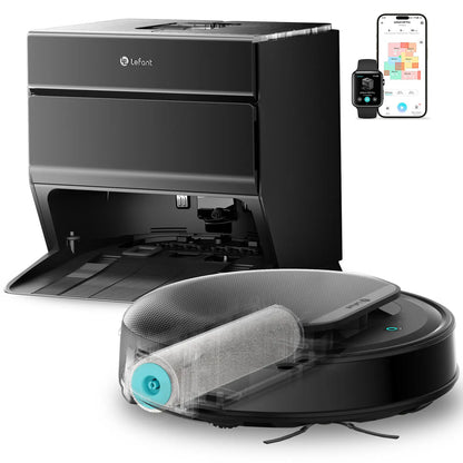 Lefant M5 Robot Vacuum and Mop with Self-Washing Roller Mop, 15,000Pa Suction, Self-Empty Dock, Lidar Navigation, 190° PSD Obstacle Avoidance, App Control, Ideal for Pet Hair & Hard Floors, Home Cleaning Tool, Cordless Vacuum Cleaner, Auto Emptying
