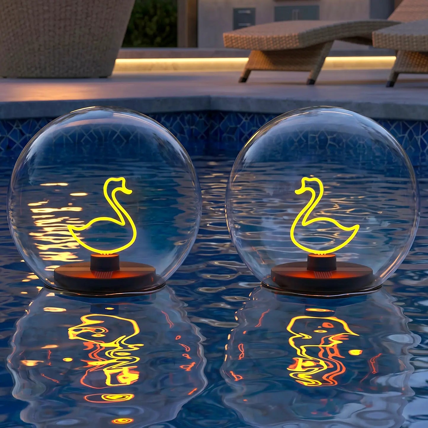 Solar-Powered Floating Ball Lanterns with Stick, 2-Pack, Automatic Night Illumination, IP66 Water Resistant, 10H Runtime, Warm White Light, Batteries Included, Decking & Patio Lighting to Boost Cozy Ambience for Pathway, Pond, Backyard & Swimming Pool