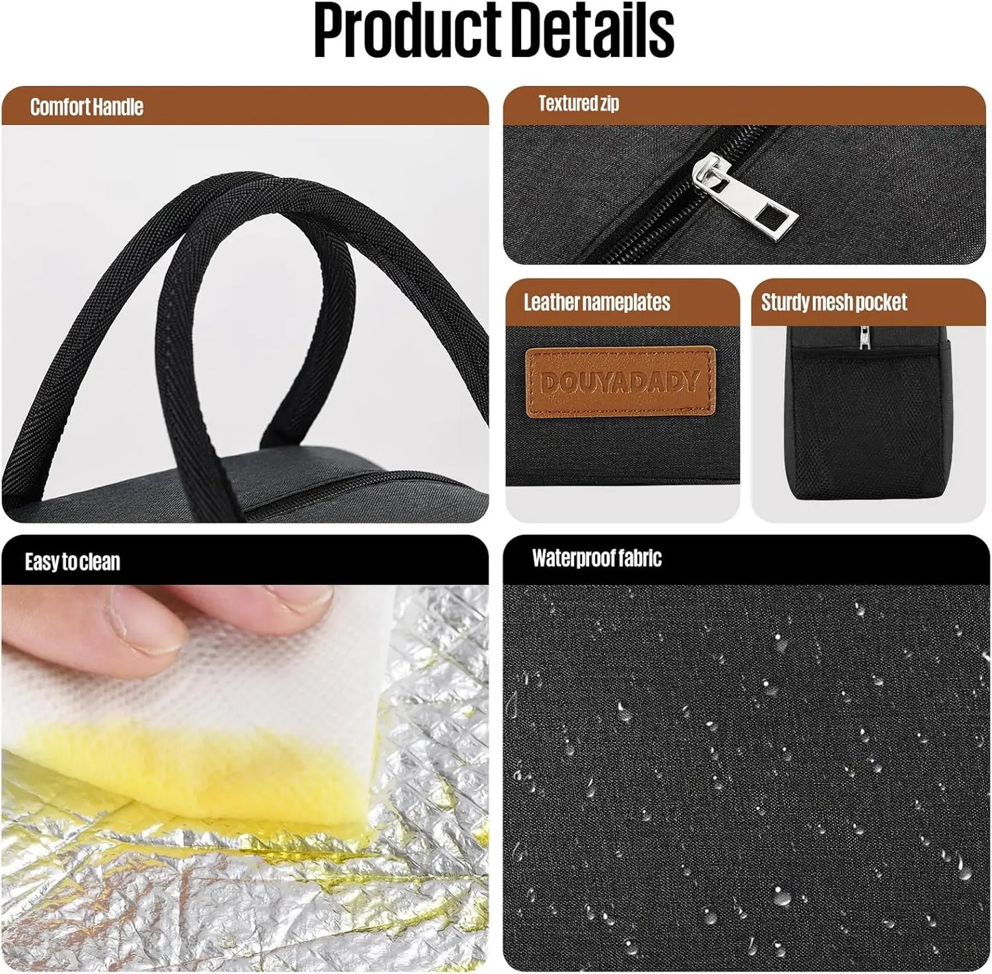 Lunch Bag for Women/Men - Black Lunch Box - Perfect for Daily Use