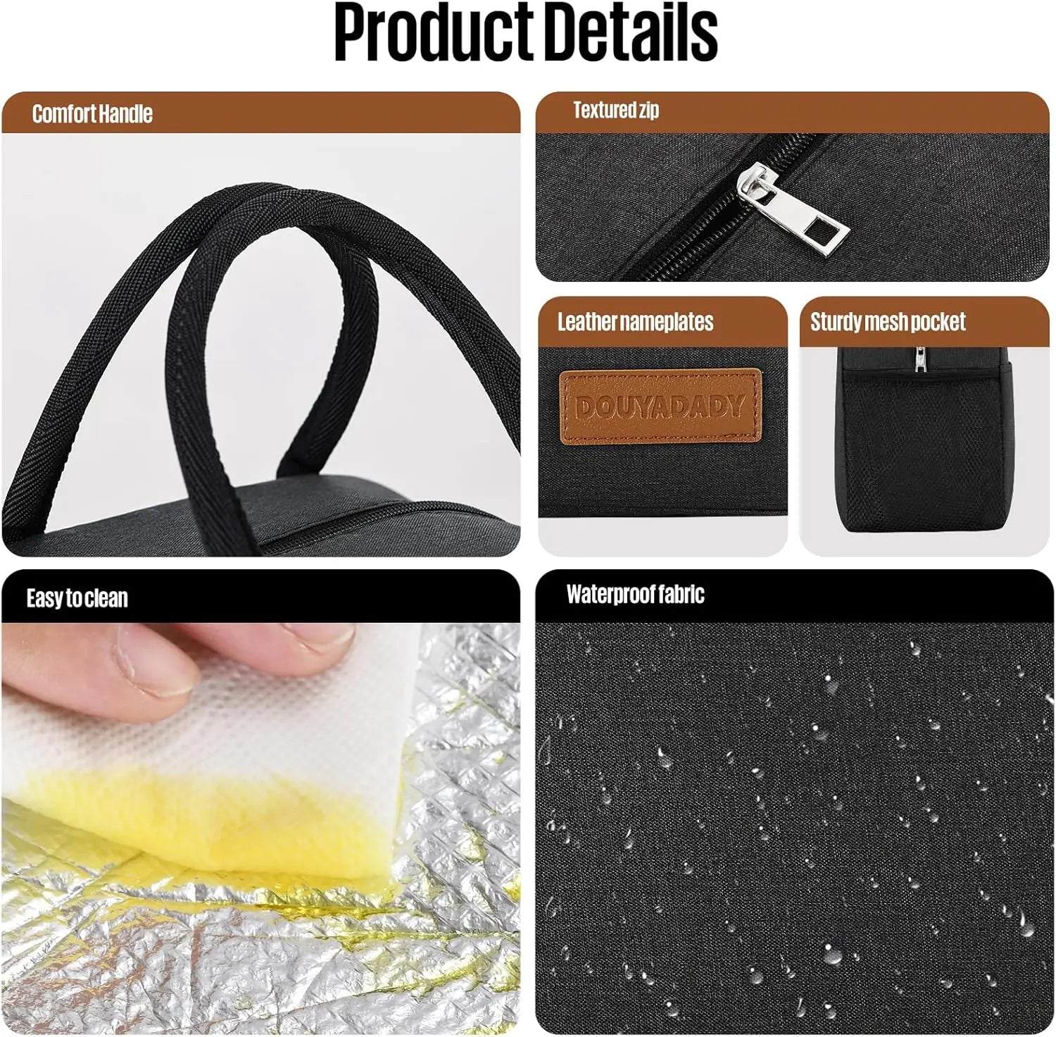 Lunch Bag for Women/Men - Black Lunch Box - Perfect for Daily Use
