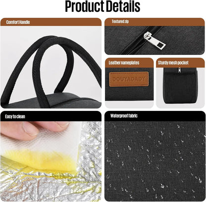 Lunch Bag for Women/Men - Black Lunch Box - Perfect for Daily Use