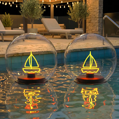 Solar-Powered Floating Ball Lanterns with Stick, 2-Pack, Automatic Night Illumination, IP66 Water Resistant, 10H Runtime, Warm White Light, Batteries Included, Decking & Patio Lighting to Boost Cozy Ambience for Pathway, Pond, Backyard & Swimming Pool