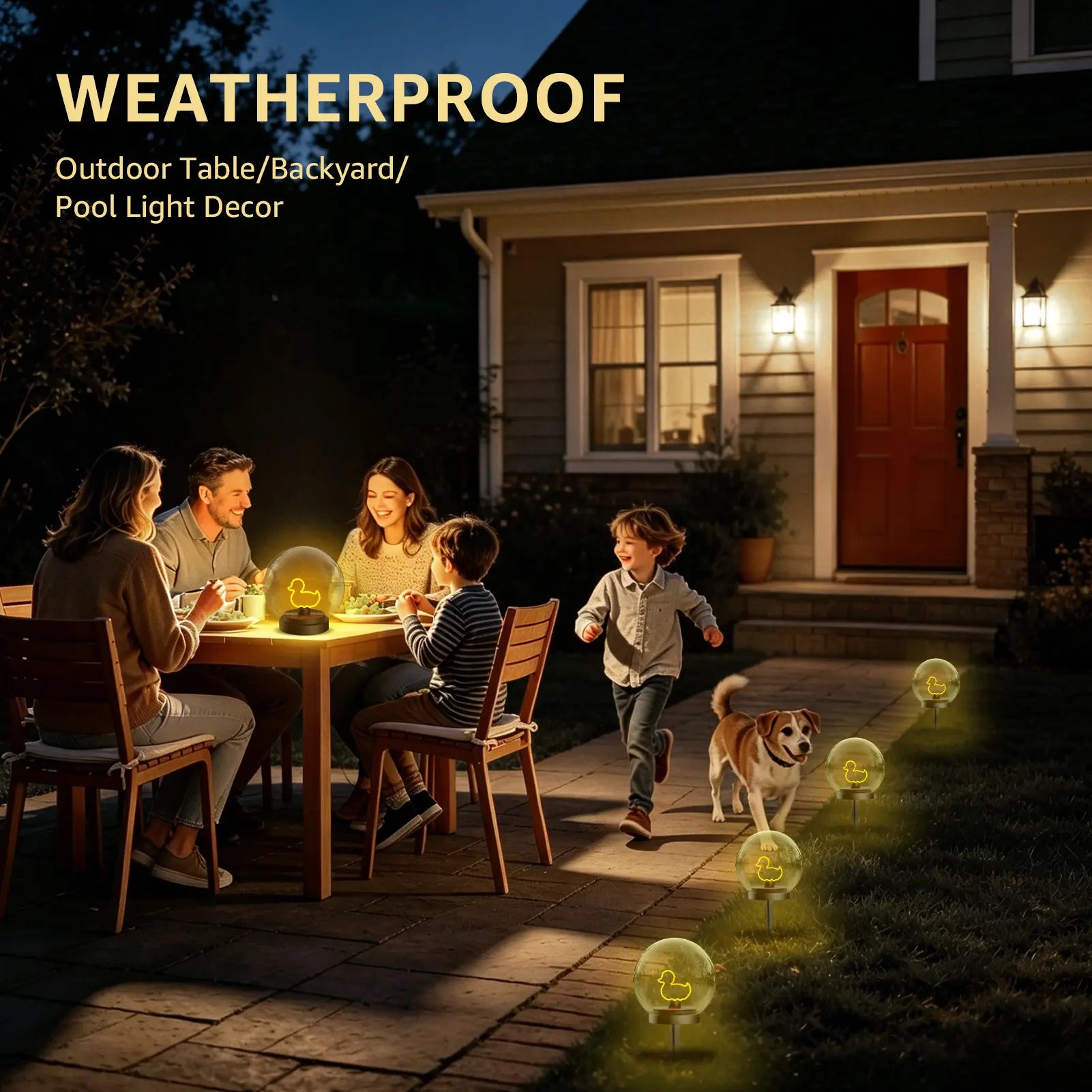 Solar-Powered Floating Ball Lanterns with Stick, 2-Pack, Automatic Night Illumination, IP66 Water Resistant, 10H Runtime, Warm White Light, Batteries Included, Decking & Patio Lighting to Boost Cozy Ambience for Pathway, Pond, Backyard & Swimming Pool