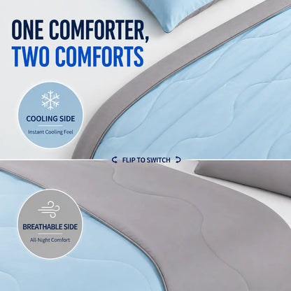 CANSUNCH Cooling Comforter - Nylon Fabric Cooling Blanket for Hot Sleepers, Double-Sided Cooling, Breathable, Lightweight Soft All-Season Bedding, Machine Washable