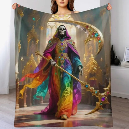 Santa Muerte Flannel Blanket Super Soft Warm Cozy Acceptance of Fate Theme Throw for Couch Bed Living Room Travel Home Decor Unique Birthday Christmas Gift