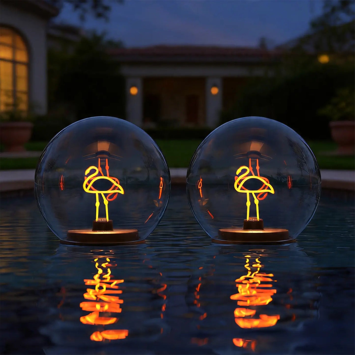 Solar-Powered Floating Ball Lanterns with Stick, 2-Pack, Automatic Night Illumination, IP66 Water Resistant, 10H Runtime, Warm White Light, Batteries Included, Decking & Patio Lighting to Boost Cozy Ambience for Pathway, Pond, Backyard & Swimming Pool