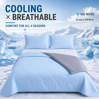 CANSUNCH Cooling Comforter - Nylon Fabric Cooling Blanket for Hot Sleepers, Double-Sided Cooling, Breathable, Lightweight Soft All-Season Bedding, Machine Washable