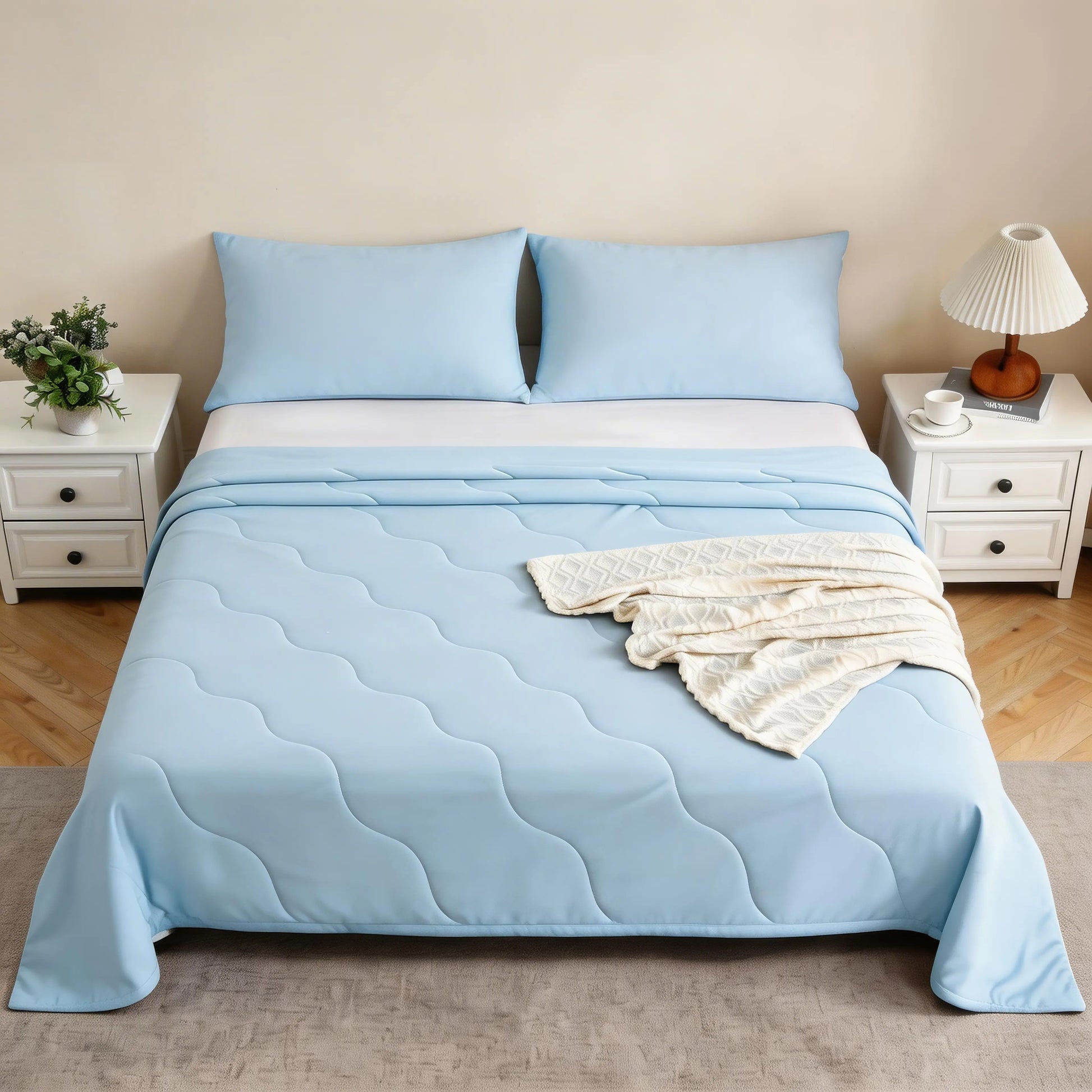 CANSUNCH Cooling Comforter - Nylon Fabric Cooling Blanket for Hot Sleepers, Double-Sided Cooling, Breathable, Lightweight Soft All-Season Bedding, Machine Washable