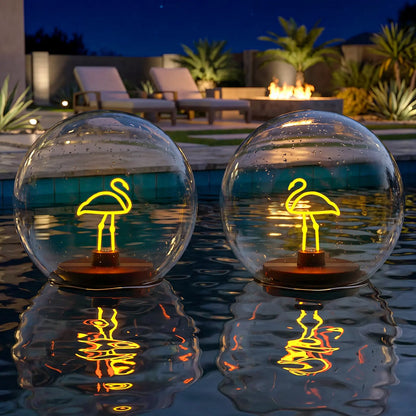 Solar-Powered Floating Ball Lanterns with Stick, 2-Pack, Automatic Night Illumination, IP66 Water Resistant, 10H Runtime, Warm White Light, Batteries Included, Decking & Patio Lighting to Boost Cozy Ambience for Pathway, Pond, Backyard & Swimming Pool