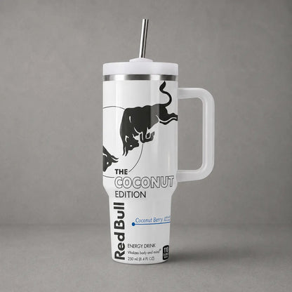 Rbull FULL COLOR EDITION Tumbler with Handle - Energy Tumbler for Extreme Sports Athlete - 20Oz/40Oz Energy Drink, Insulated Travel Mug with Straw Lid Portable Water Bottles Drinkware