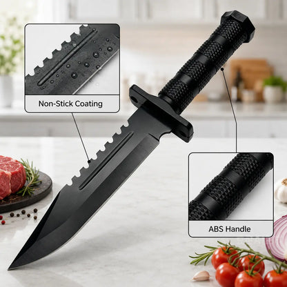 Home Cooking Prep Knife - Matte Black Blade, Textured Handle, Protective Sheath, Built-In Accessory Storage - Kitchen Knives for Ingredient Preparation, Father’S Day, Birthdays, Housewarmings Gifts, Bbq Prep