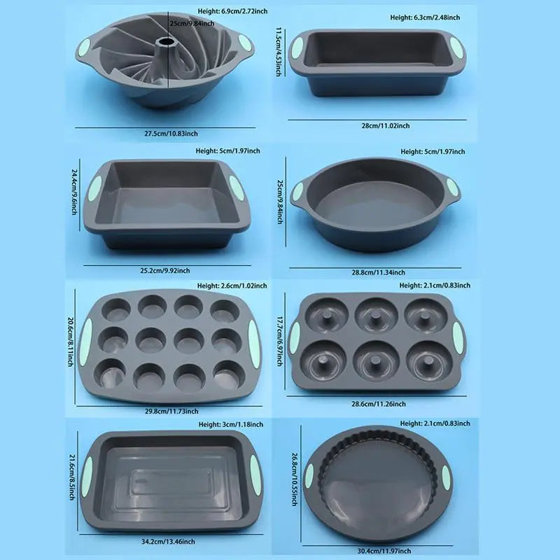 Silicone Kitchen Bakeware Baking Set, Non-Stick Pans and Molds, Durable Heat Resistant Cooking Utensils, Perfect for Baking Needs, Baking Supplies