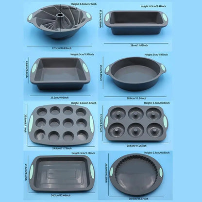 Silicone Kitchen Bakeware Baking Set, Non-Stick Pans and Molds, Durable Heat Resistant Cooking Utensils, Perfect for Baking Needs, Baking Supplies